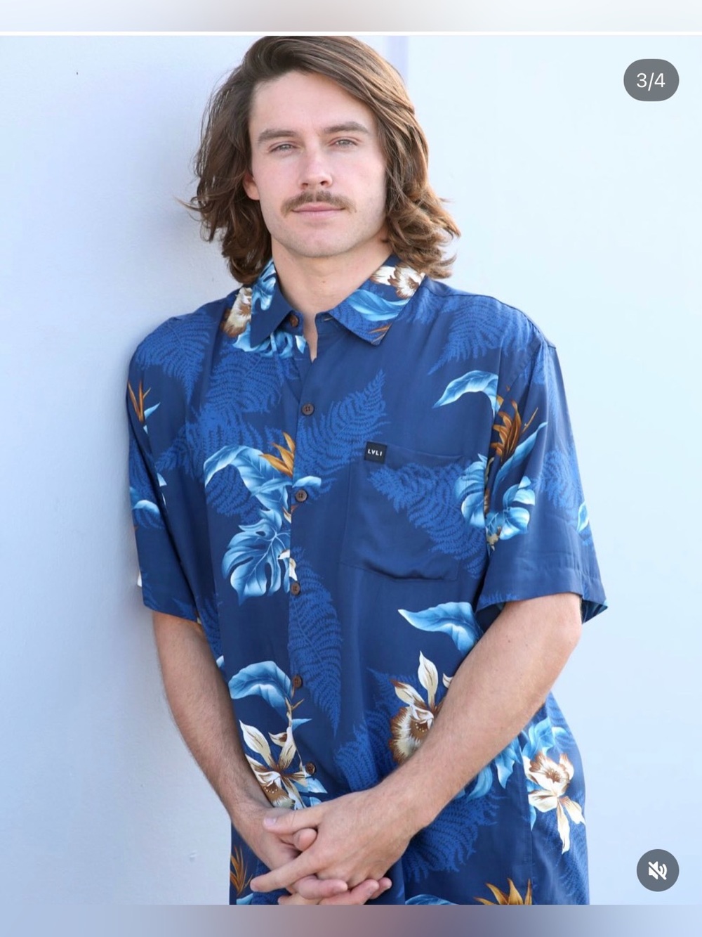 Blue Floral Short-Sleeve Button-Down Shirt